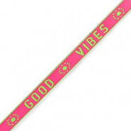 Ribbon text "Good vibes" Neon pink-green